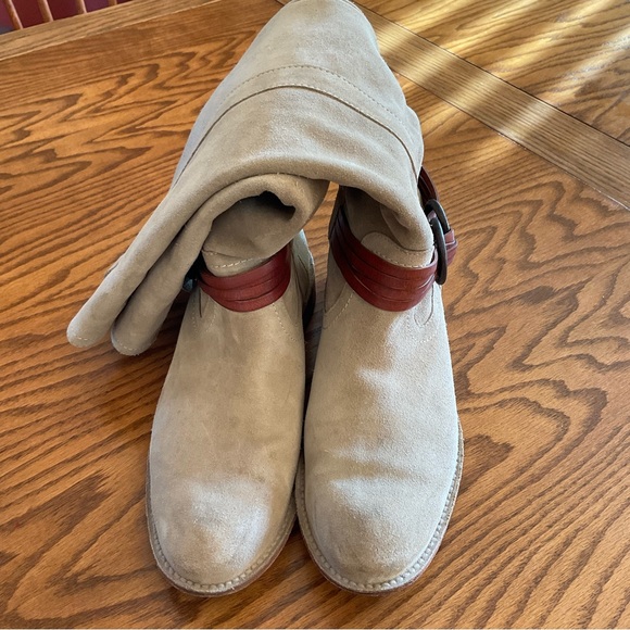 Frye Shirley Suede Leather Harness Pull-On Riding Boots, Women’s Sz 7.5 - Picture 1 of 14